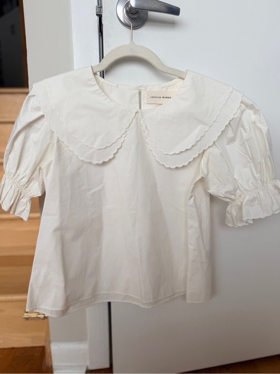 Loeffler Randall Tops - LOEFFLER RANDALL White Scalloped Peter Pan Collar Top Size S